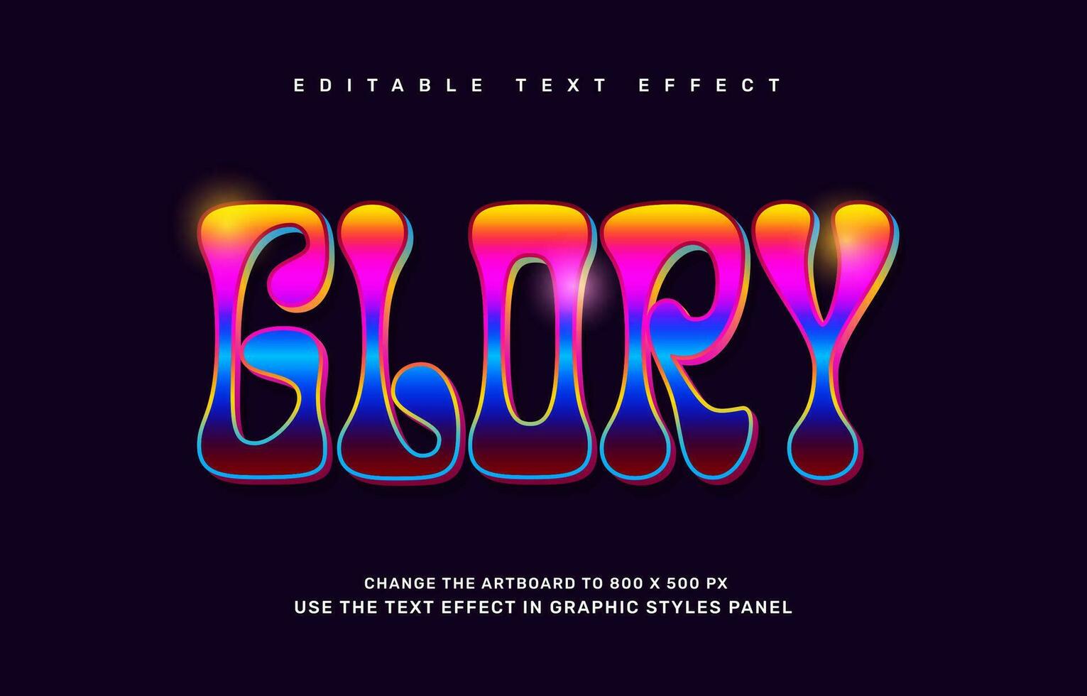 Groovy chrome editable text effect template, good vibes quote vector