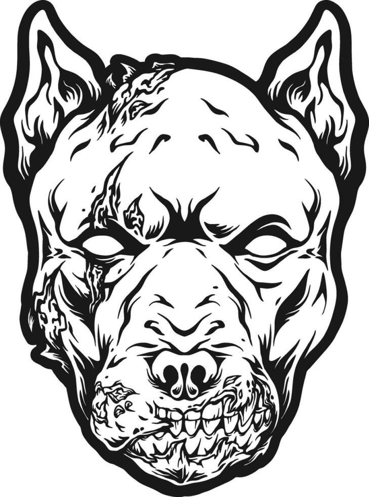 obsesionante aullidos de miedo perro cabeza zombi monstruos silueta vector ilustraciones para tu trabajo logo, mercancías camiseta, pegatinas y etiqueta diseños, póster, saludo tarjetas publicidad negocio empresa