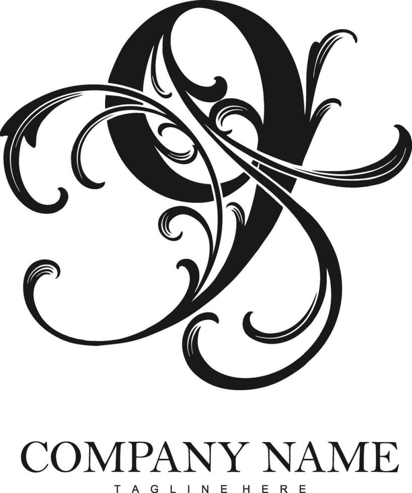 Blooming charm number 9 ornament silhouette logo vector illustrations for your work logo, merchandise t-shirt, stickers and label designs, poster, greeting cards advertising business company