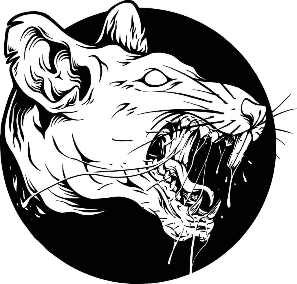 Scary dripping zombie rat head logo illustrations monochrome vector illustrations for your work logo, merchandise t-shirt, stickers and label designs, poster, greeting cards advertising