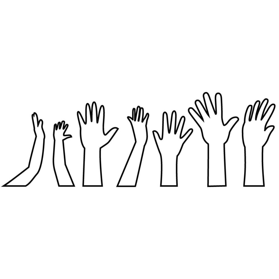Raised hands icon vector. Hands up illustration sign. palm symbol or logo. vector
