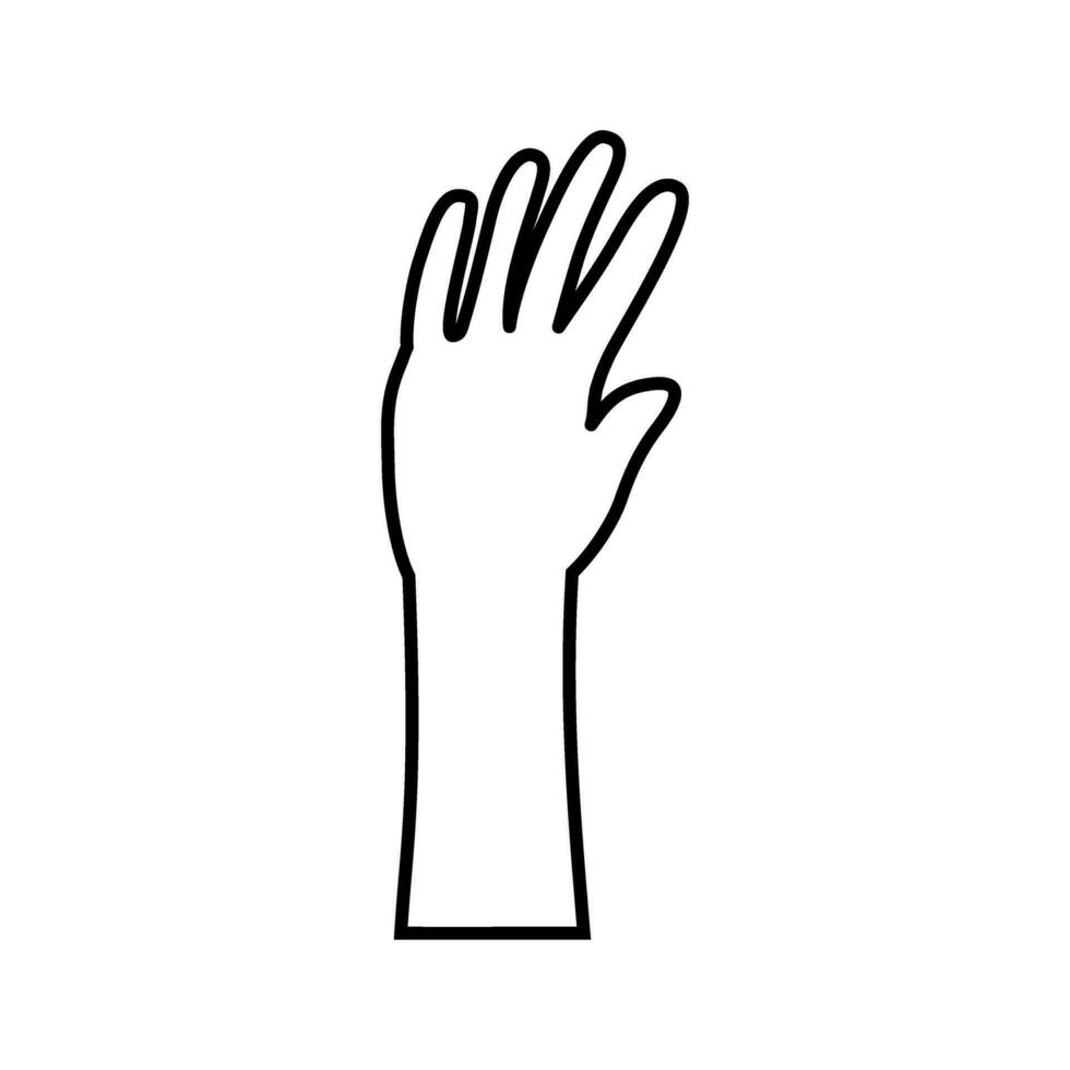 vector de icono de manos levantadas. manos arriba signo de ilustración. símbolo o logotipo de la palma.