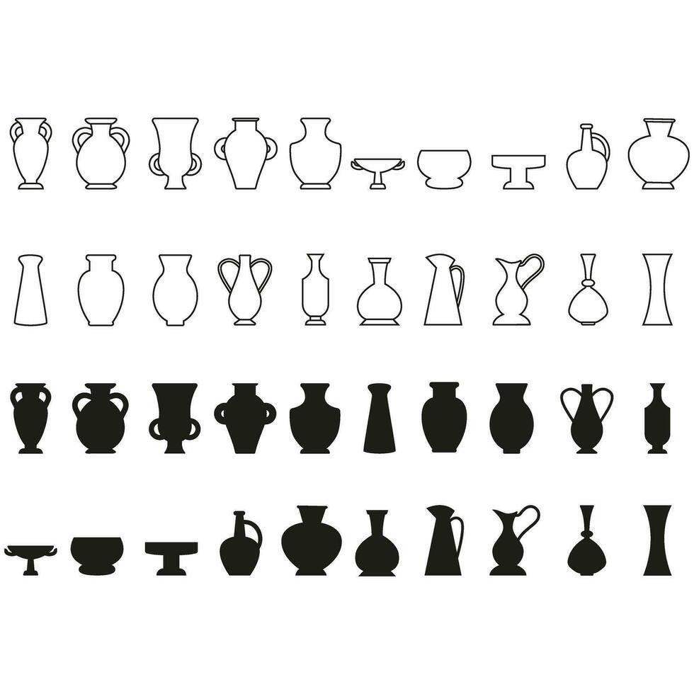 Amphora icon vector set. Jug illustration sign collection. pottery symbol or logo.