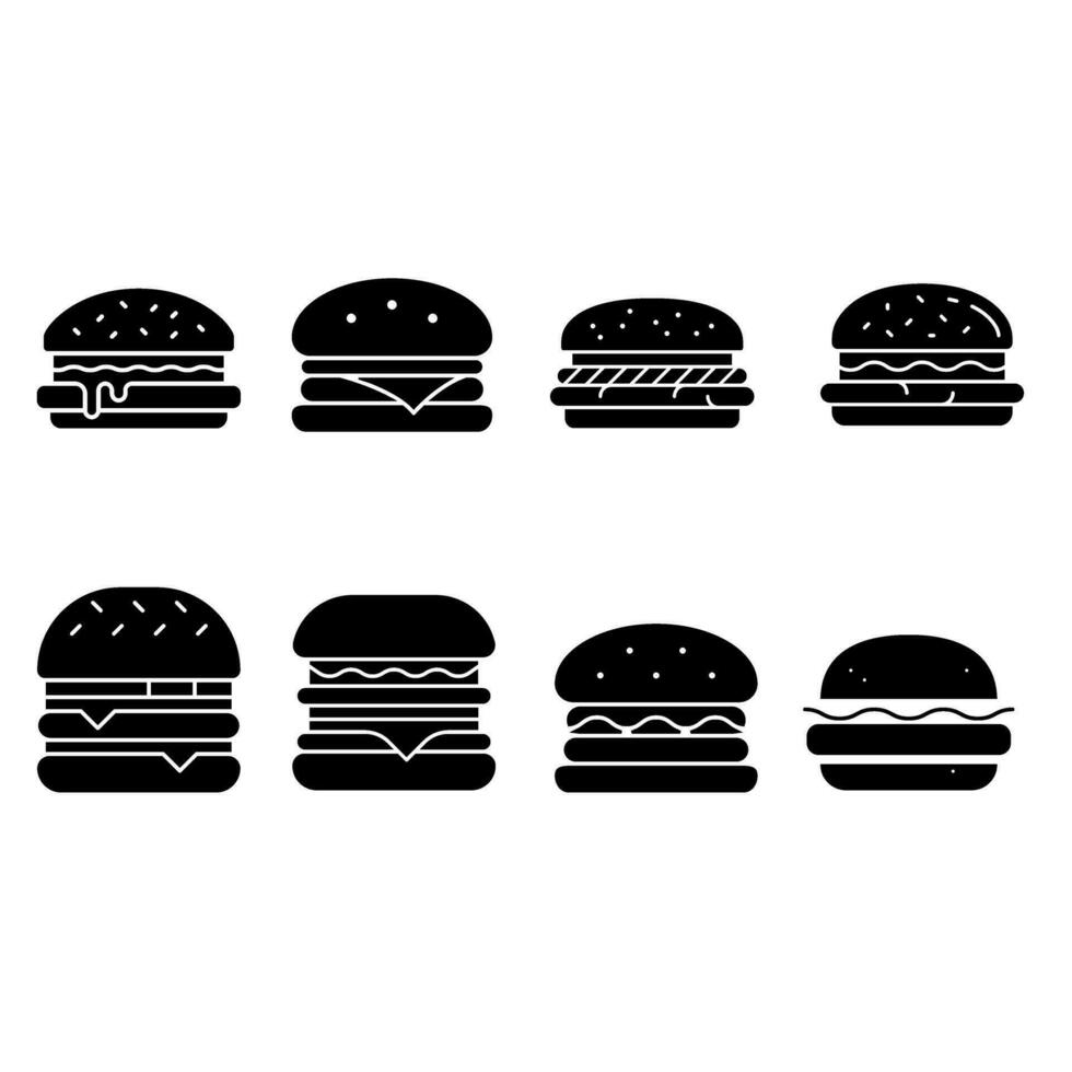 hamburguesa icono vector colocar. rápido comida ilustración firmar recopilación. comida símbolo.