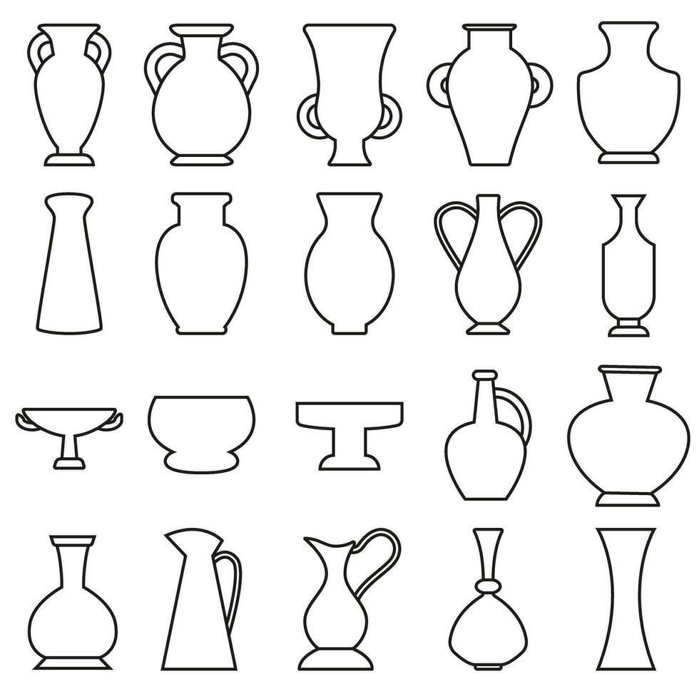 Amphora icon vector set. Jug illustration sign collection. pottery symbol or logo.