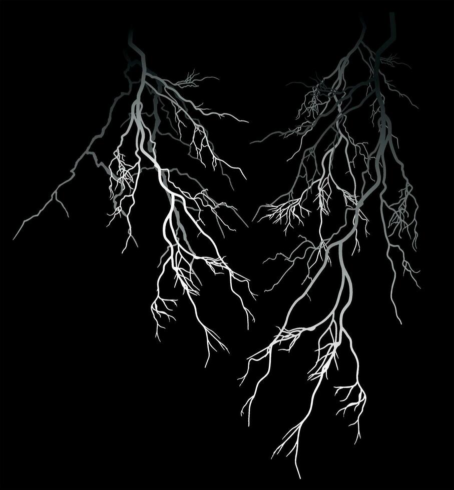 Vector illustration of lightning bolt on dark background. Editable art.