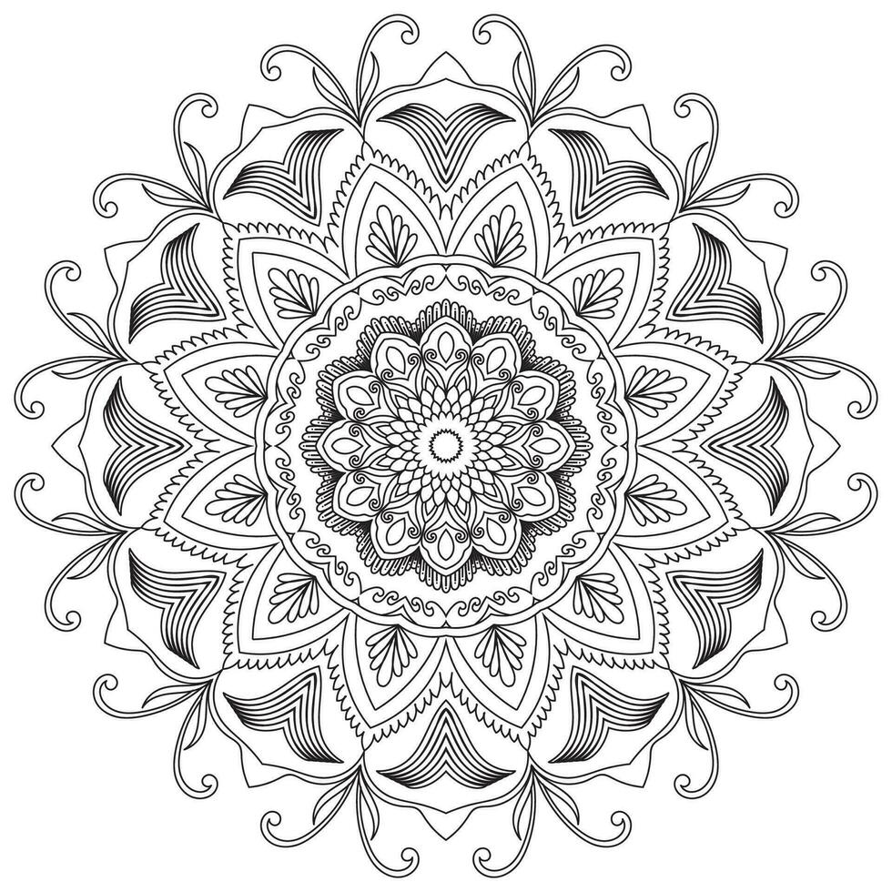 mándala de flores. elementos decorativos antiguos. patrón oriental, ilustración vectorial. Motivos islámicos, árabes, indios, marroquíes, españoles, turcos, paquistaníes, chinos, místicos y otomanos. página de libro para colorear vector