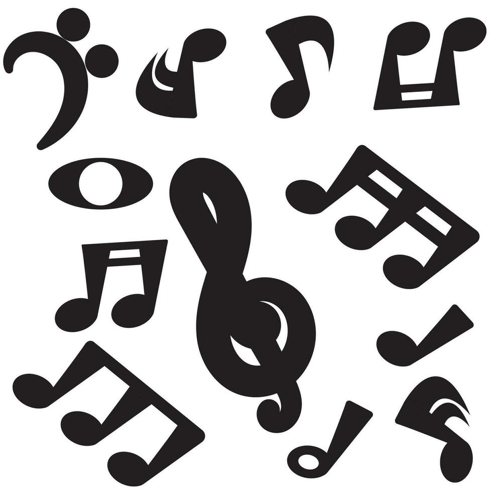 Musical notes. Black on white background.Melody. music cartoon images vector