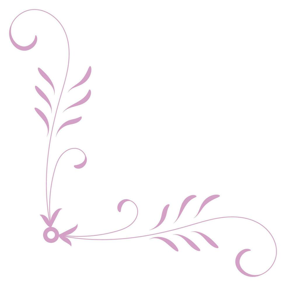 Pink vintage corner, thin line Victorian Middle Ages Fancy black monogram frames, design elements collection, abstract icons, simple symbols of flowers. vector
