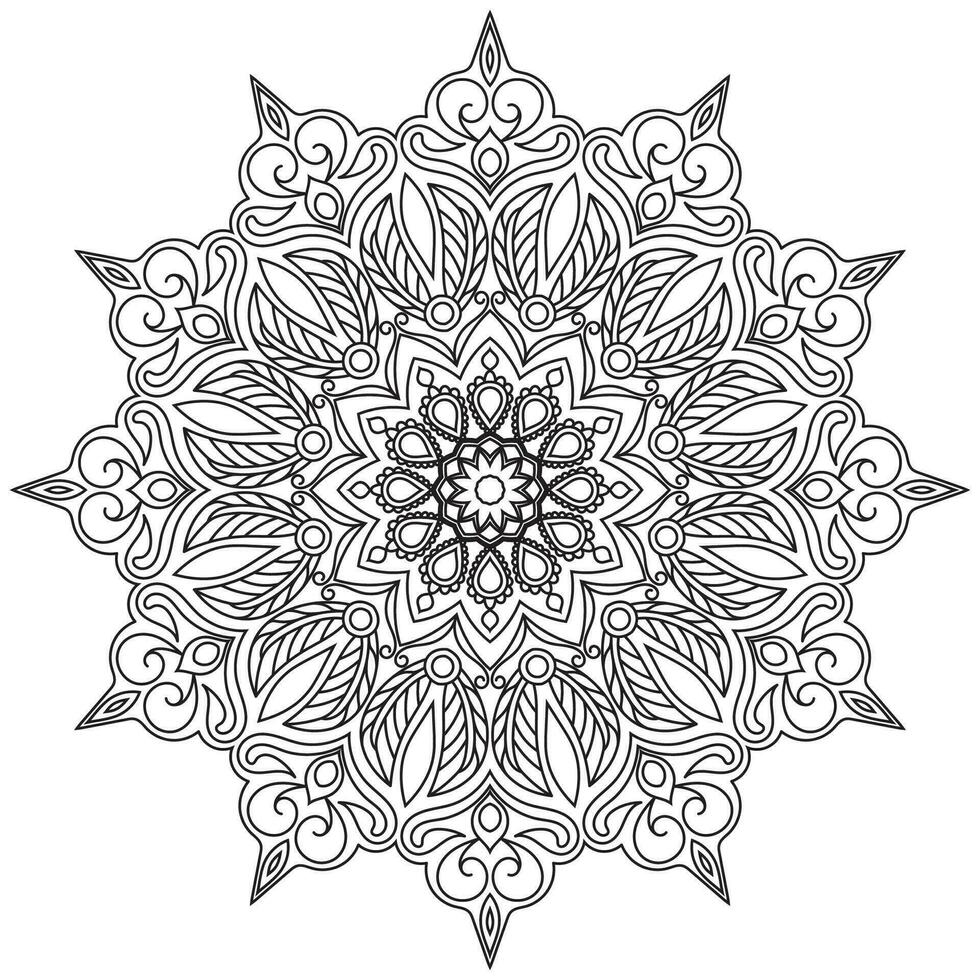 Mandala drawing for coloring black lines. white background vector