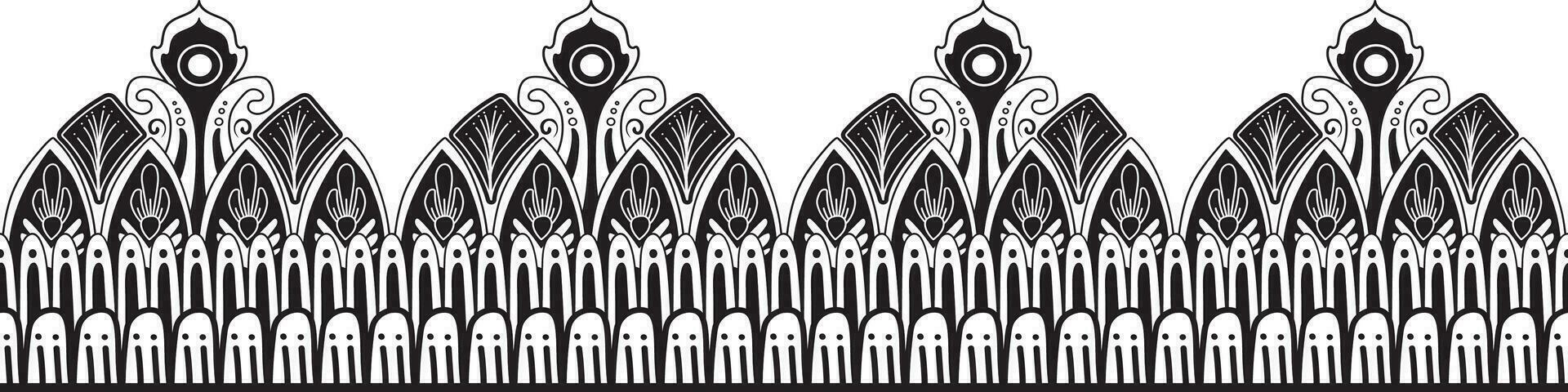Carpet border. Seamless. Black on white. Handkerchief. Woven fabric, wallpaper. vector