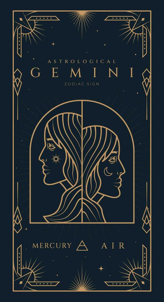 Geminis señales símbolo zodíaco ilustración vector