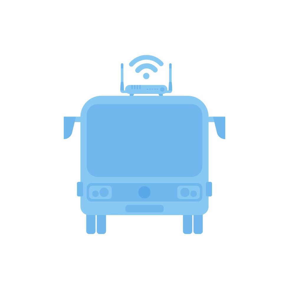 Internet connected bus. IOT and automation concept. Isolated. Vector. vector