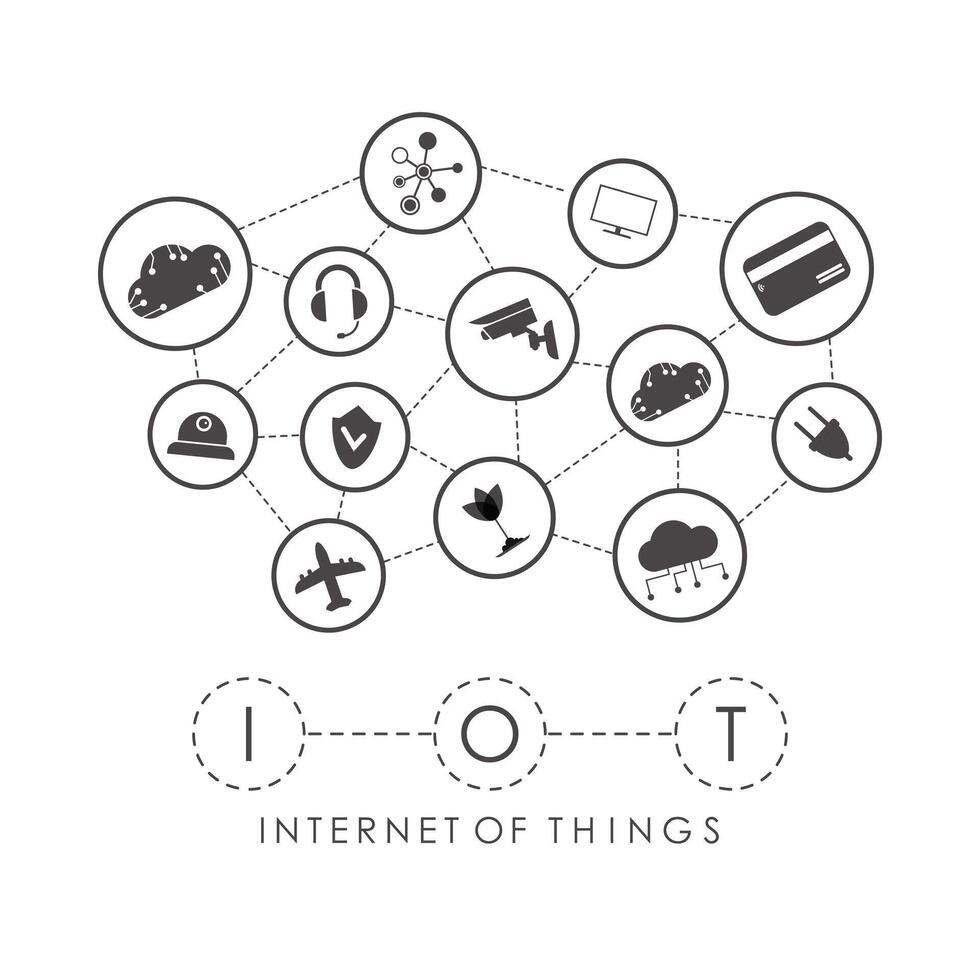 Internet of things concept. A set of icons connected to each other in one Internet network. Good for presentations. illustration. vector