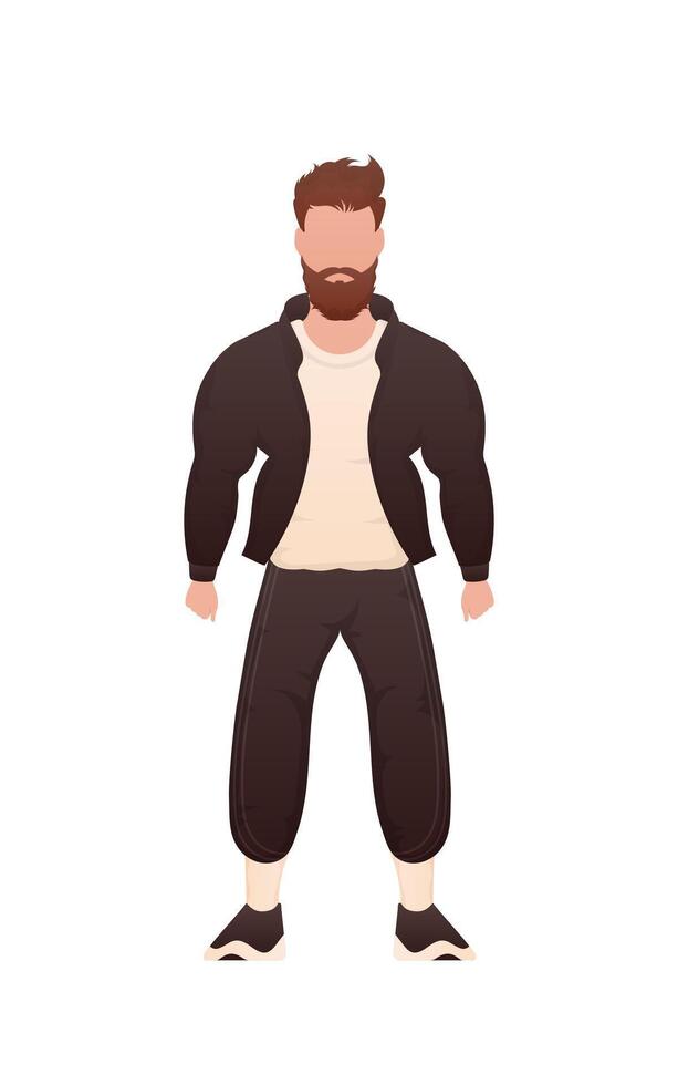 A man of strong physique in full growth. Isolated. Cartoon style. vector