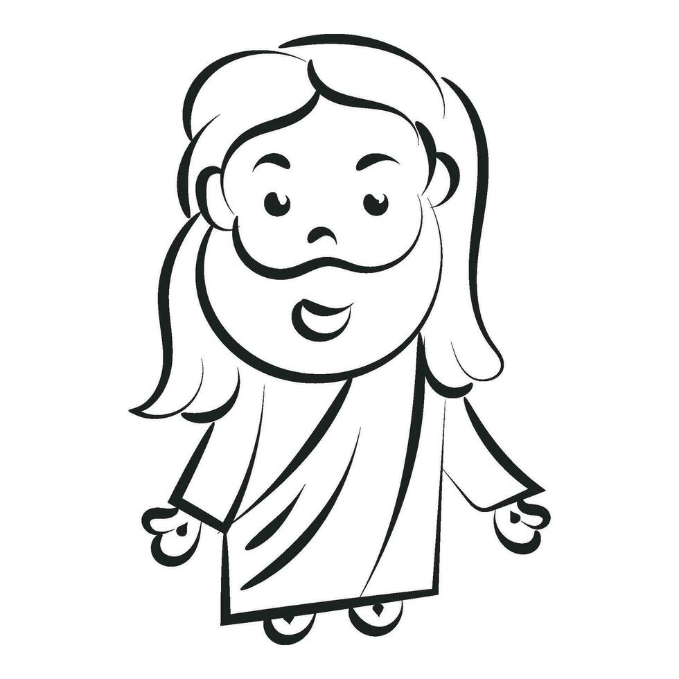 Cute Jesus Christ Line Art for print or use as poster, card, flyer or t shirt vector