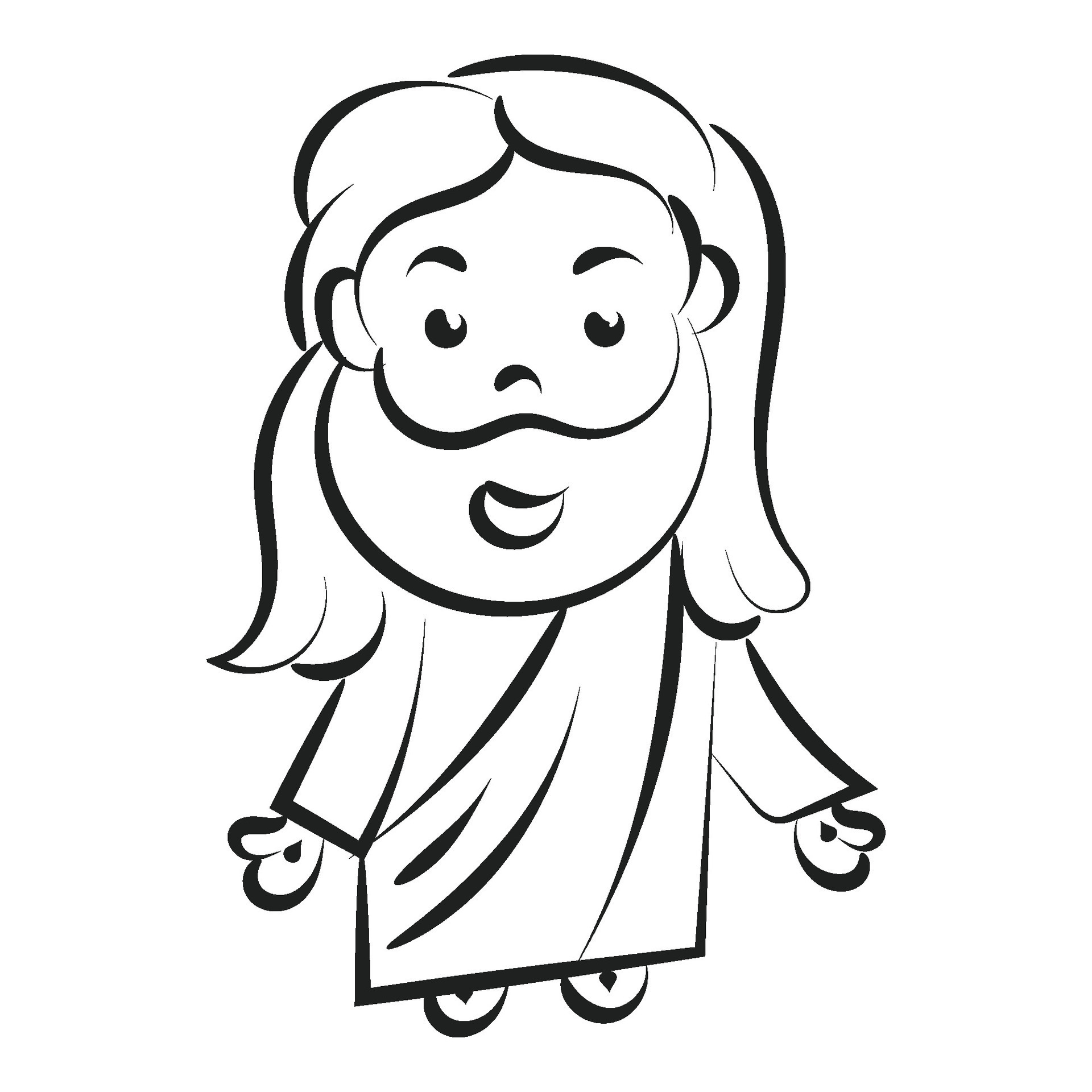 Cute Jesus Christ Line Art for print or use as poster, card, flyer or t ...