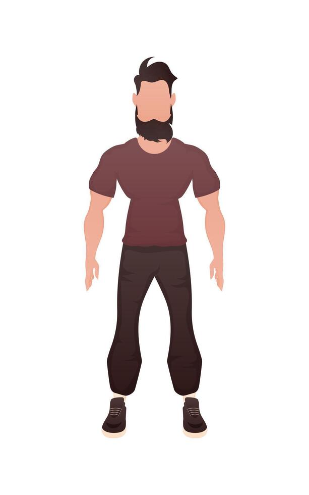 The young guy stands in full growth. Isolated. Cartoon style. vector