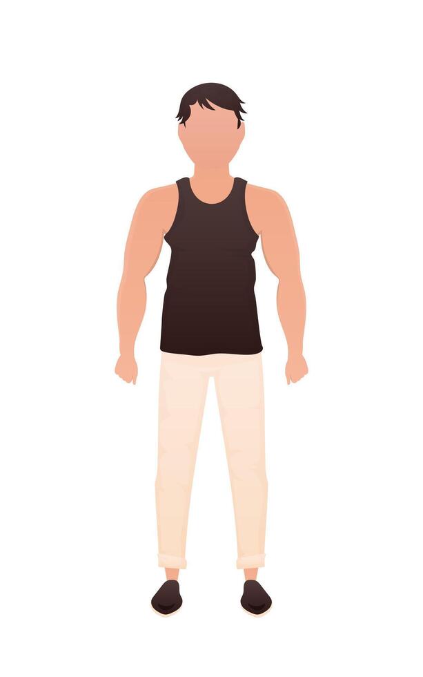 The man stands to his full height. Isolated. Cartoon style. vector
