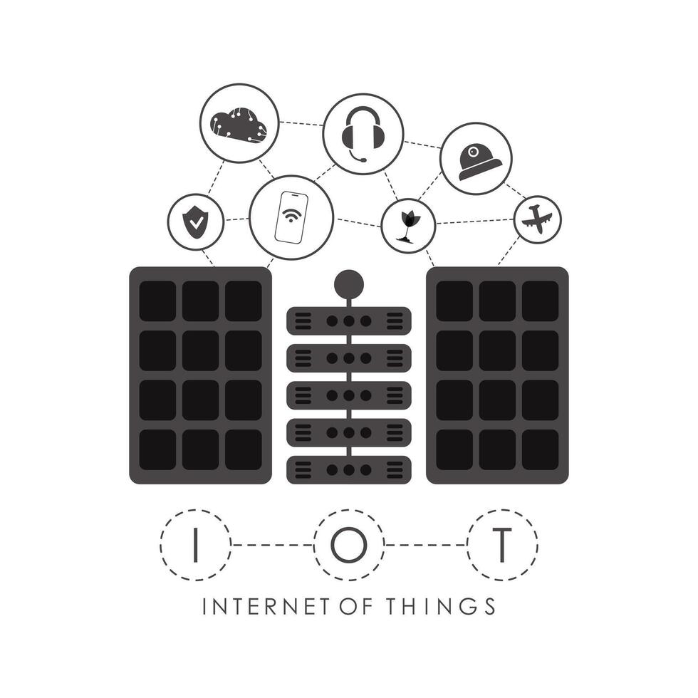 City connected to the Internet. Internet of things concept. Good for websites and presentations. Vector illustration.