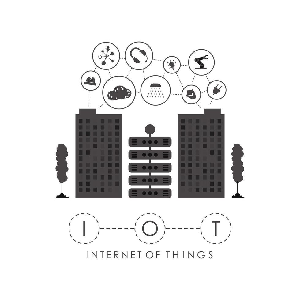 City connected to the Internet. Internet of things concept. Good for websites and presentations. illustration. vector