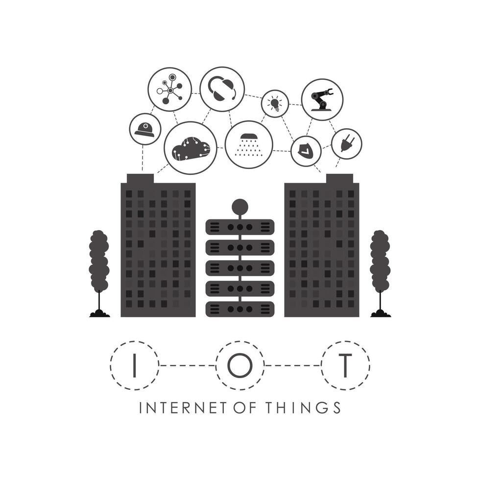 City connected to the Internet. Internet of things concept. Good for websites and presentations. Vector illustration.