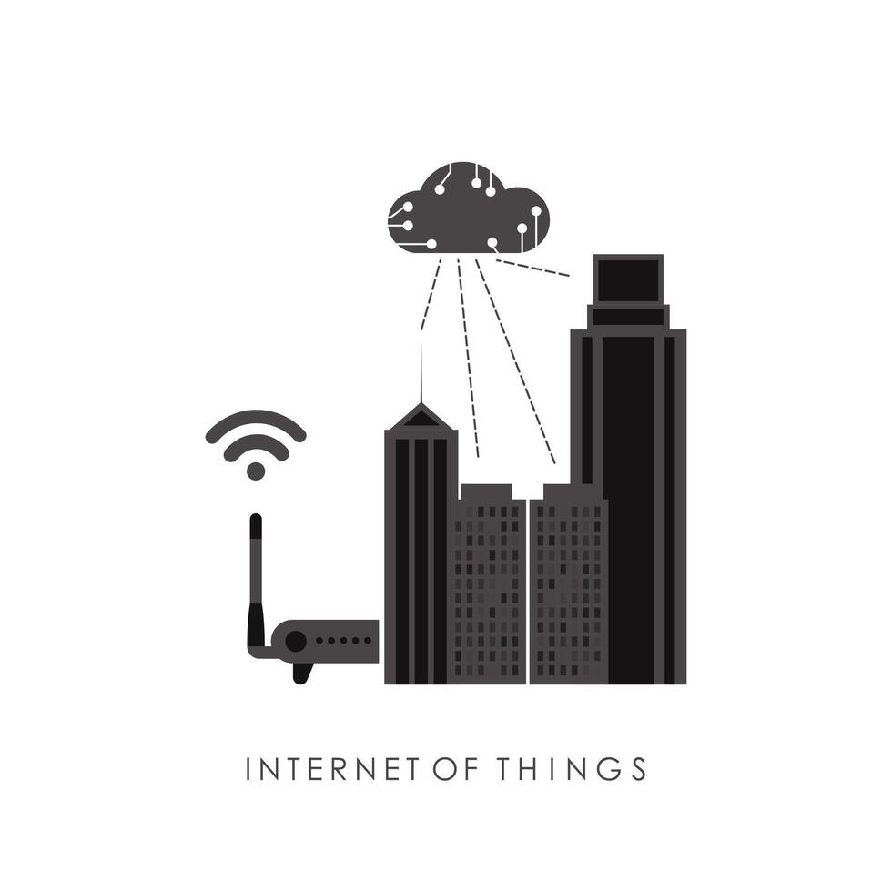 IOT and automation concept. City connected to the Internet. Good for websites and presentations. illustration. vector