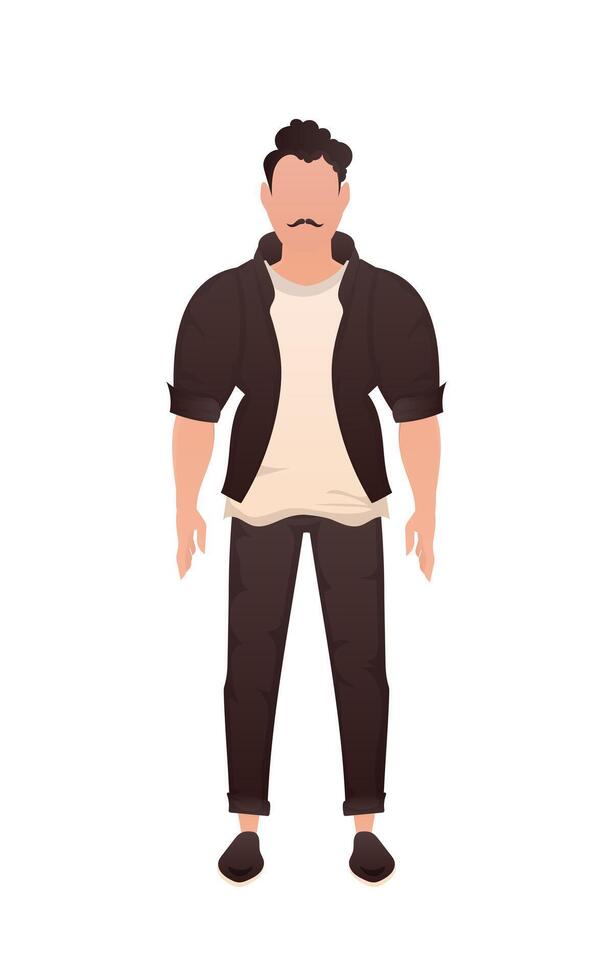 Young guy in full growth. Isolated. Cartoon style. vector