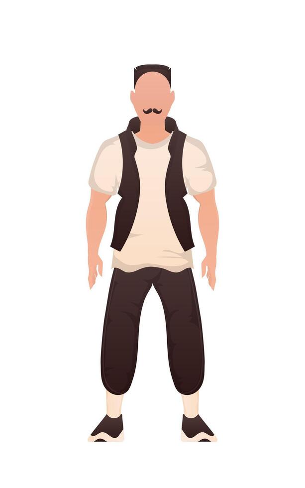 The young guy is standing. Isolated. Cartoon style. vector