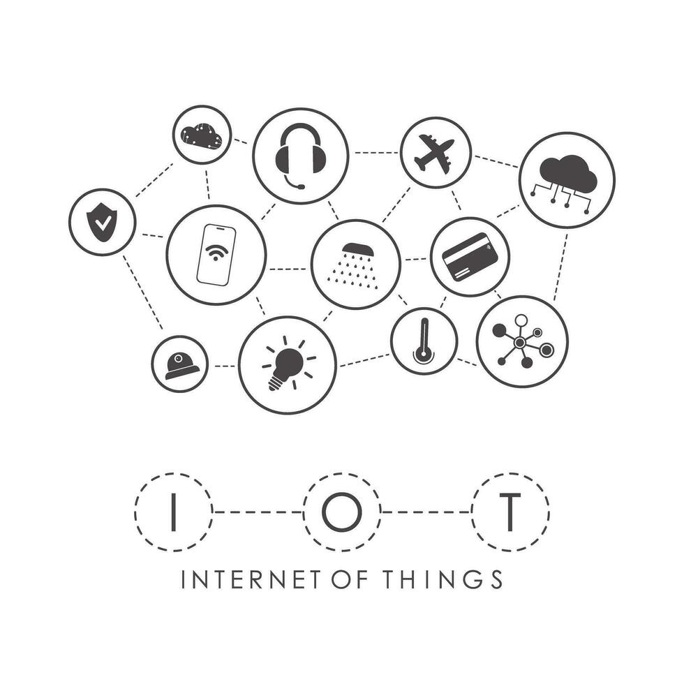 IOT and automation concept. A set of icons connected to each other in one Internet network. Vector illustration.