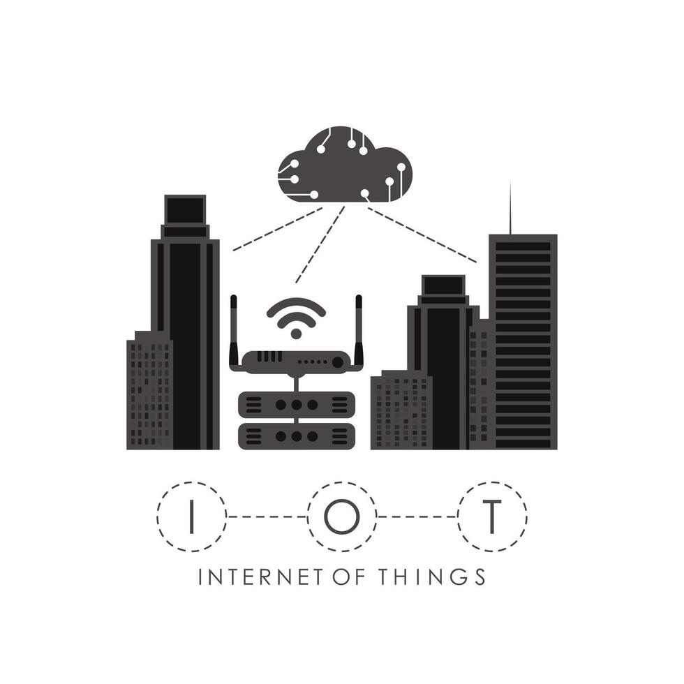 City connected to the Internet. IoT concept. Good for presentations. illustration. vector