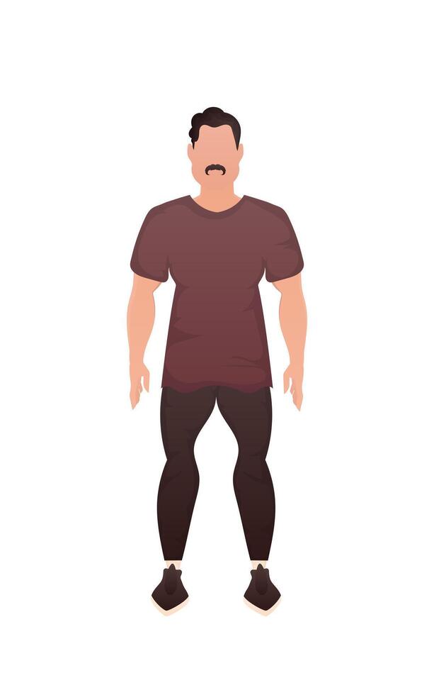 Sports guy stands in full growth. Isolated. Cartoon style. vector
