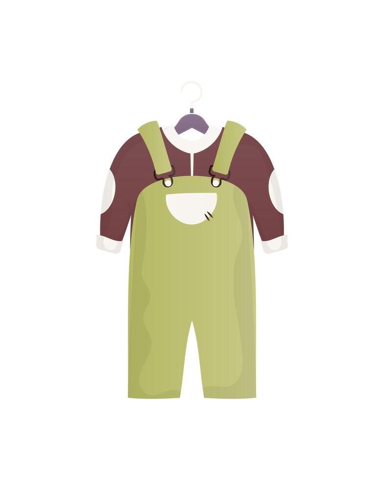 Jumpsuit and jacket. A set of children's clothes for a boy. Isolated. Cartoon style. illustration. vector