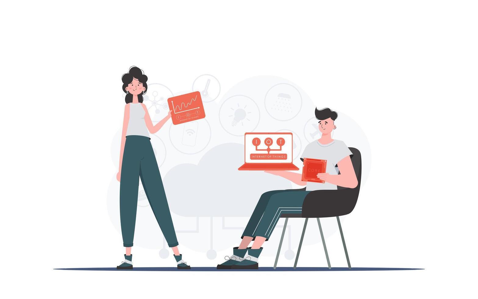 Internet of Things Team. Internet of things and automation concept. Good for websites and presentations. illustration. vector