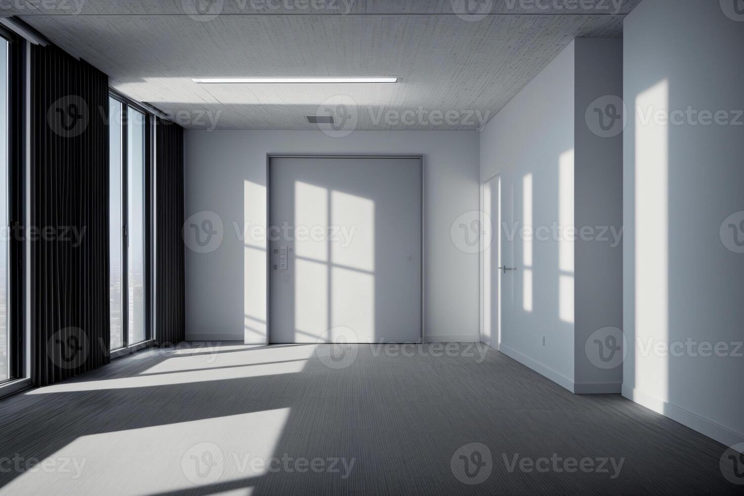 An Empty Room With A Lot Of Windows. AI Generated photo