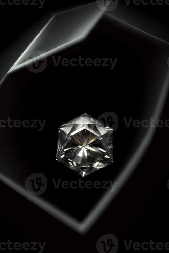 A Close Up Of A Diamond On A Black Background. photo