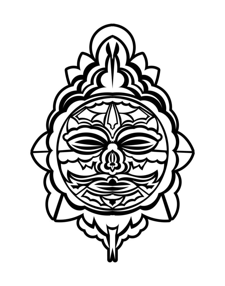 Tiki mask. Maori or polynesia pattern. Good for prints and tattoos. Isolated. vector