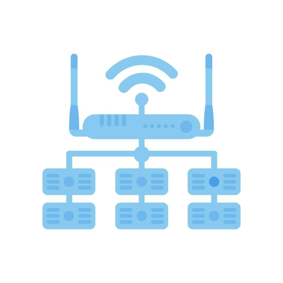 Servers connected to the router. IOT and automation concept. Isolated. Vector. vector