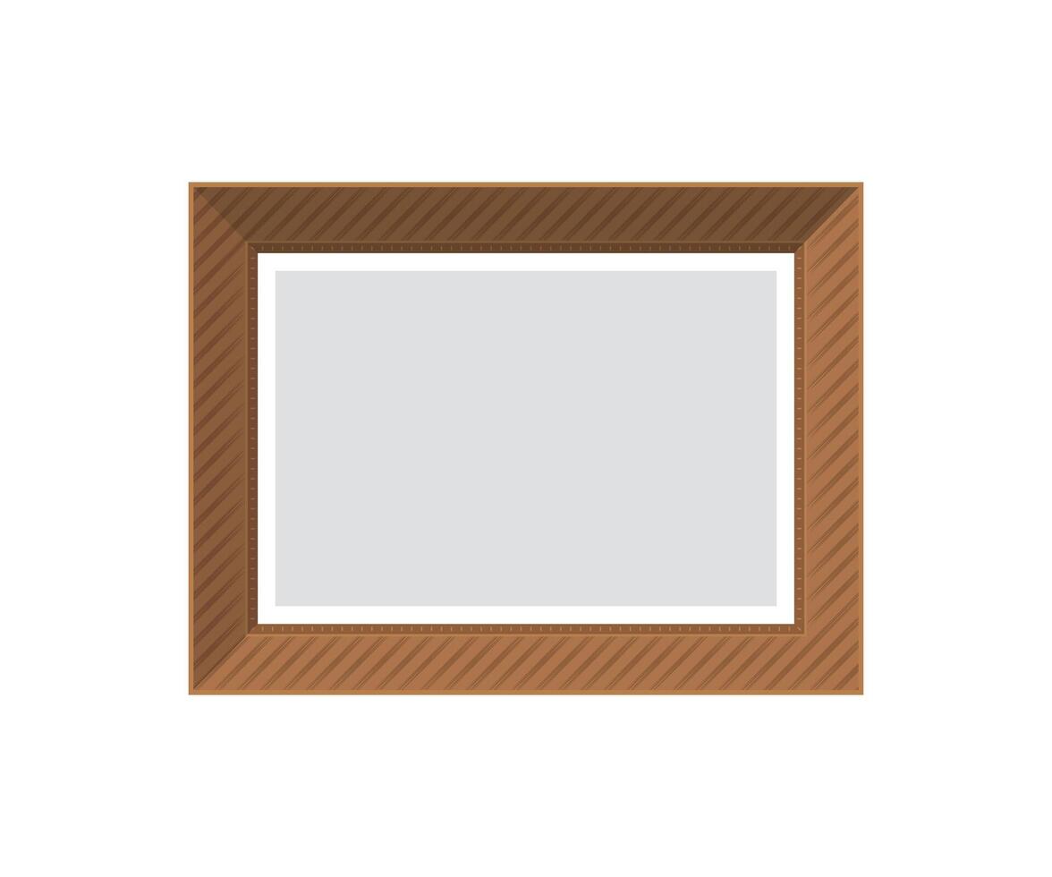 Brown empty wooden frame. Isolated. Flat style. vector