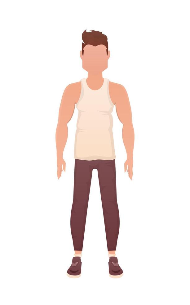 A man in clothes is standing. Isolated. Cartoon style. vector