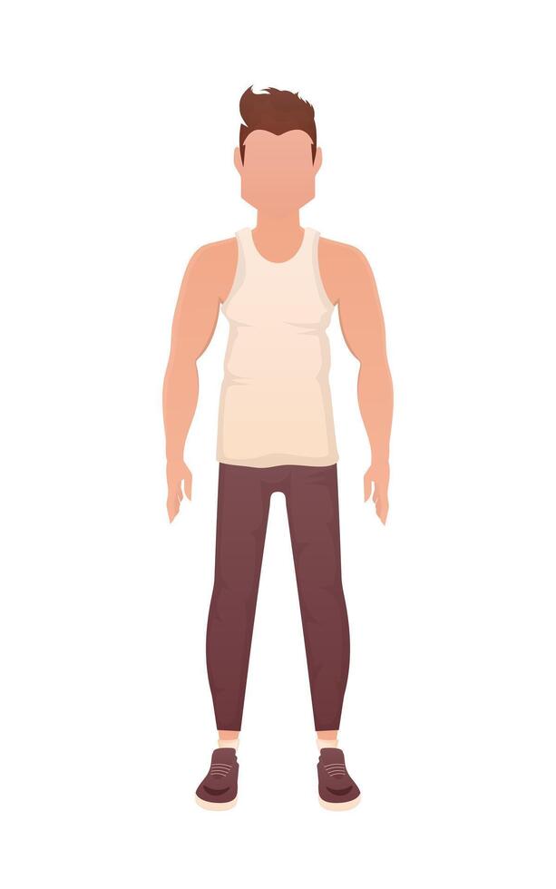 A man in clothes is standing. Isolated. Cartoon style. vector