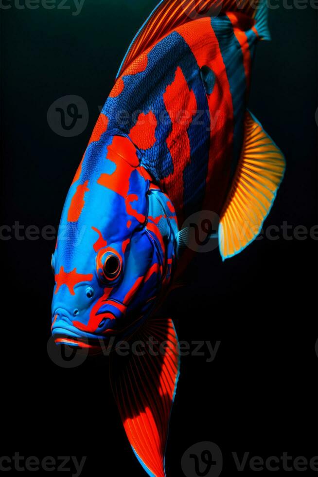 A Close Up Of A Fish On A Black Background. AI Generated photo