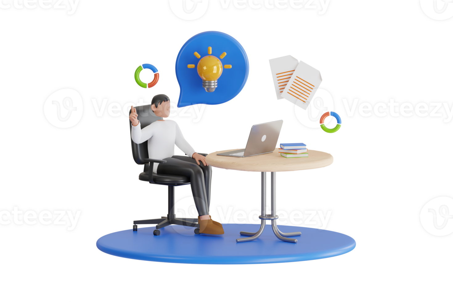 3d analyst working on laptop and analyzing statistical or financial information. man gathering information regarding data analytic png