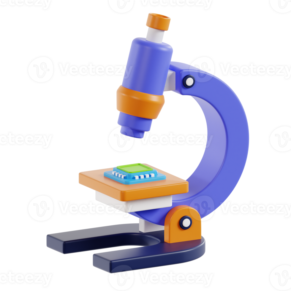 Microscope 3d icon. Realistic microscope. 3d chemistry, pharmaceutical instrument, microbiology magnifying tool png