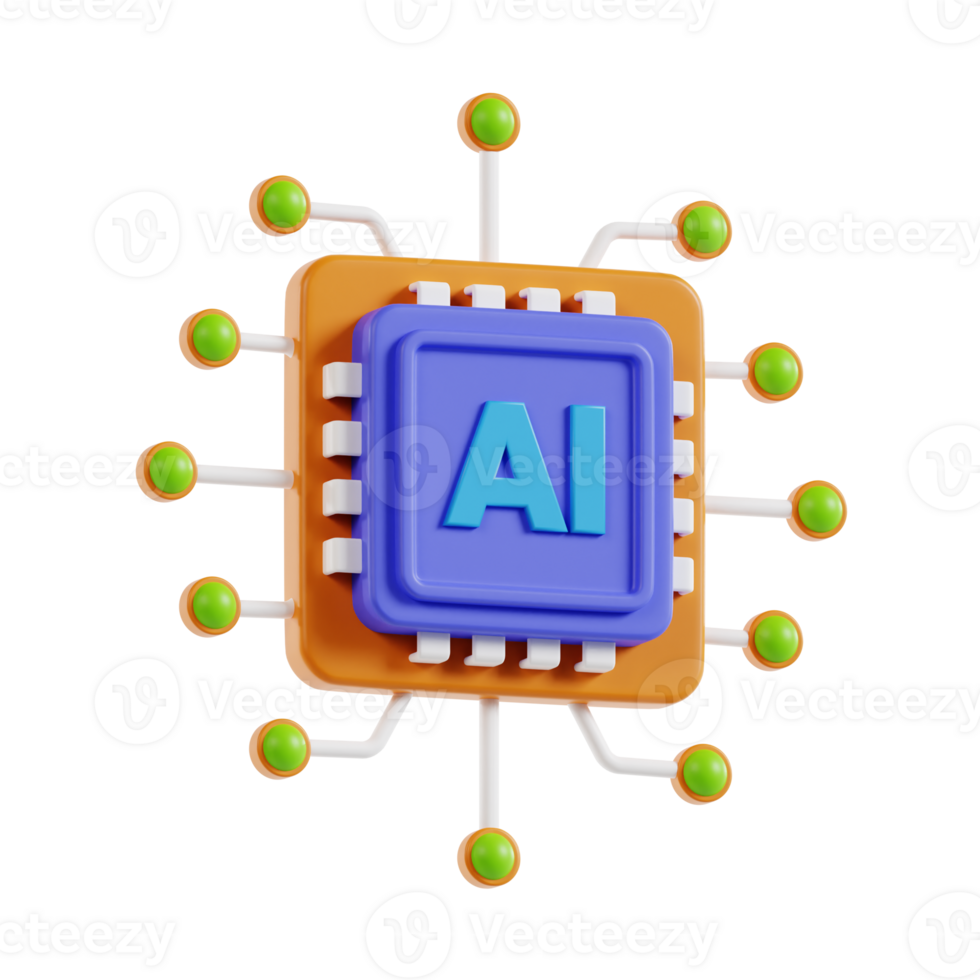 3d ai puce icône. processeur 3d icône CPU ai ébrécher. 3d artificiel intelligence, affaires et La technologie concept. png