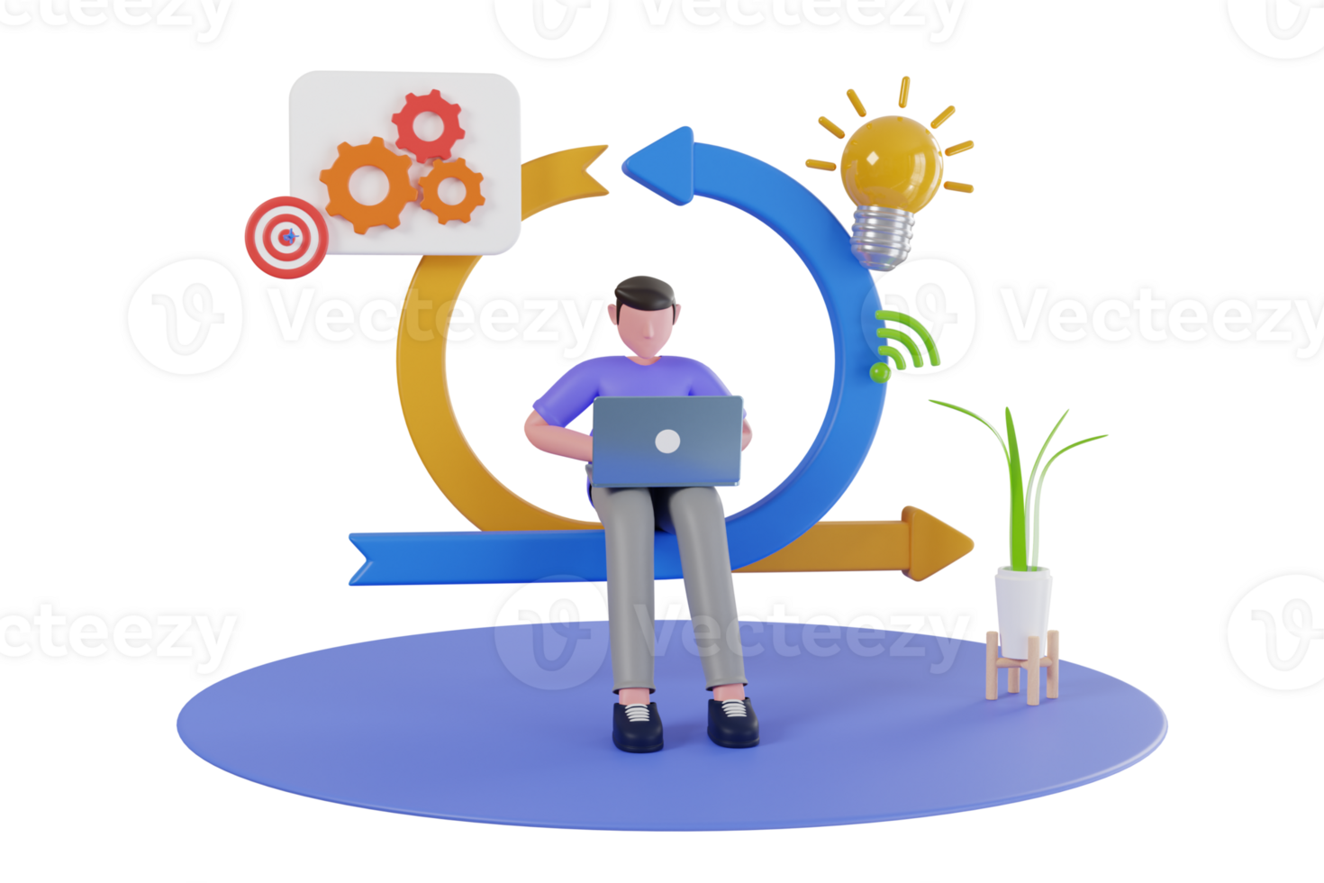 3d illustratie van bedrijf werkstroom. concept van workflow werkwijze, project implementatie. programmeur workflow 3d illustratie png