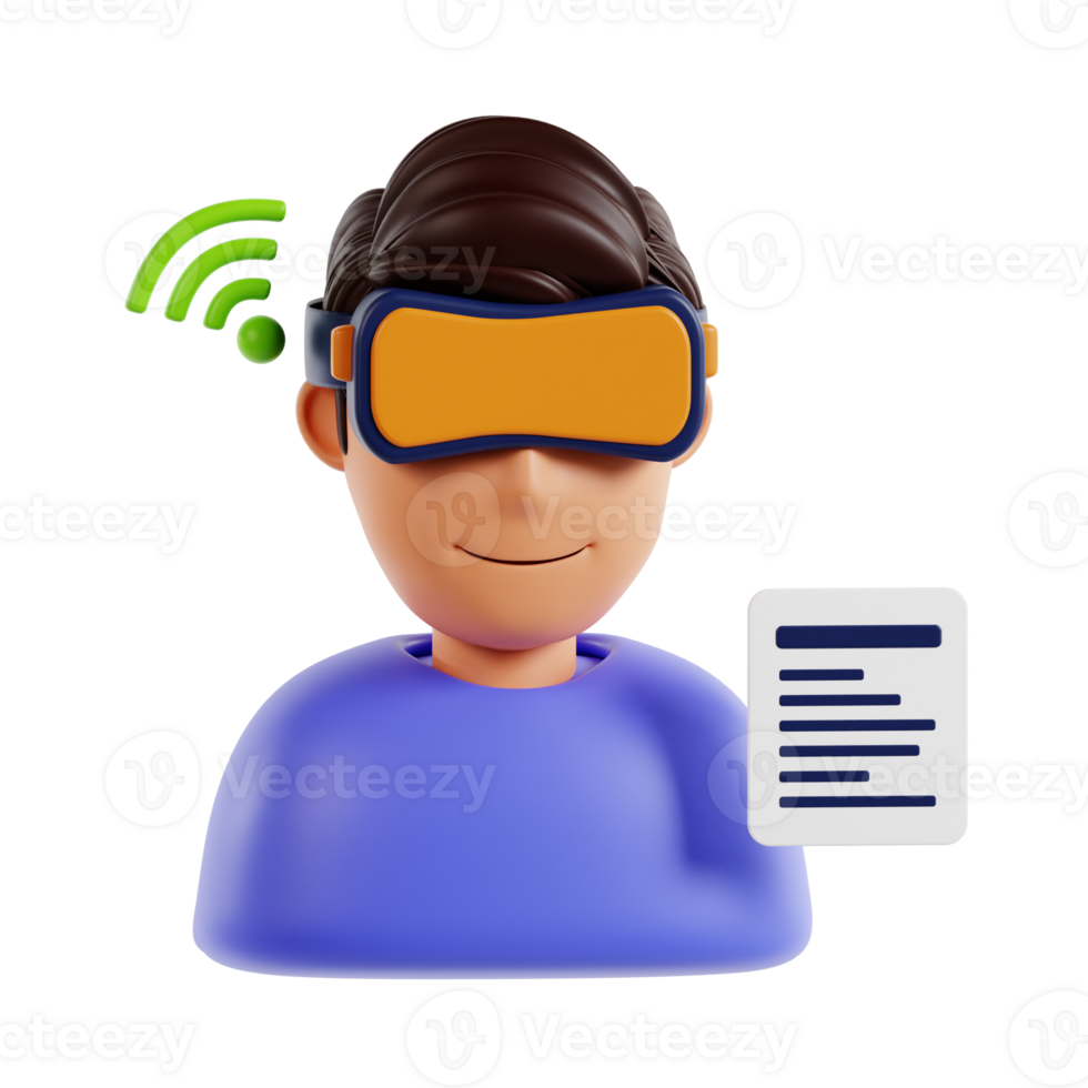 Mens draagt vr, virtueel realiteit stofbril, bril. vervelend vr virtueel realiteit koptelefoon, bedrijf en technologie concept voor toekomst png