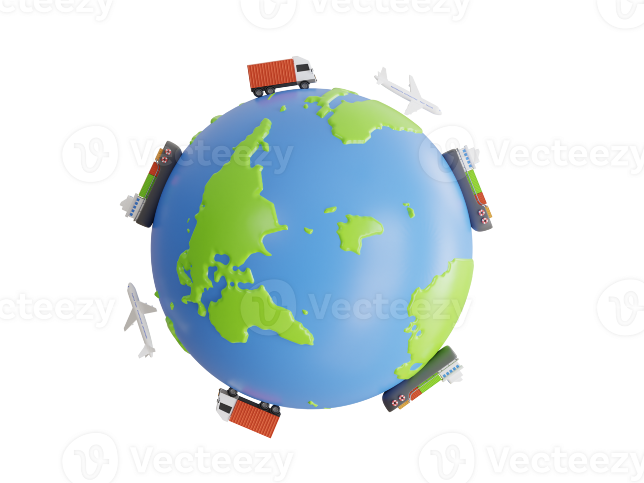 en todo el mundo logística, internacional entrega servicio. logística sistema y transporte servicios a mundial. 3d ilustración png