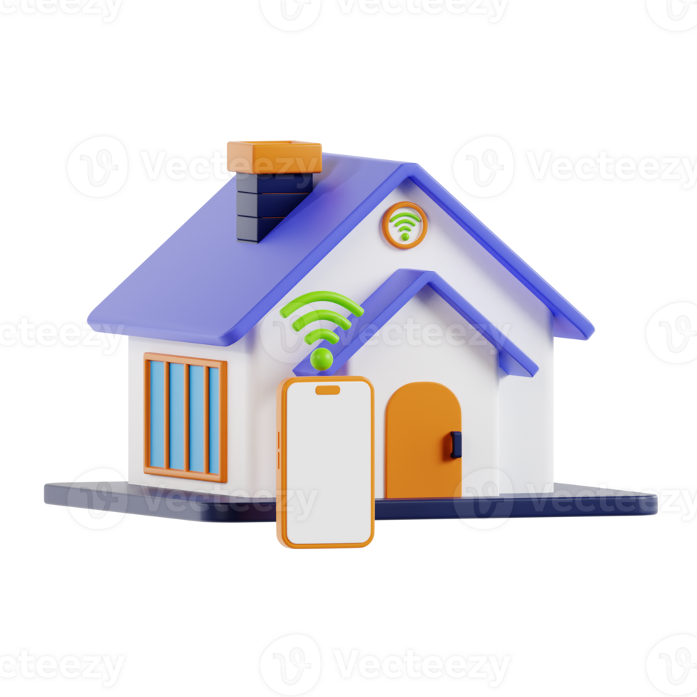 smart home 3d icon. Smart home system concept. Internet of things , iot , smart home and network connect concept png