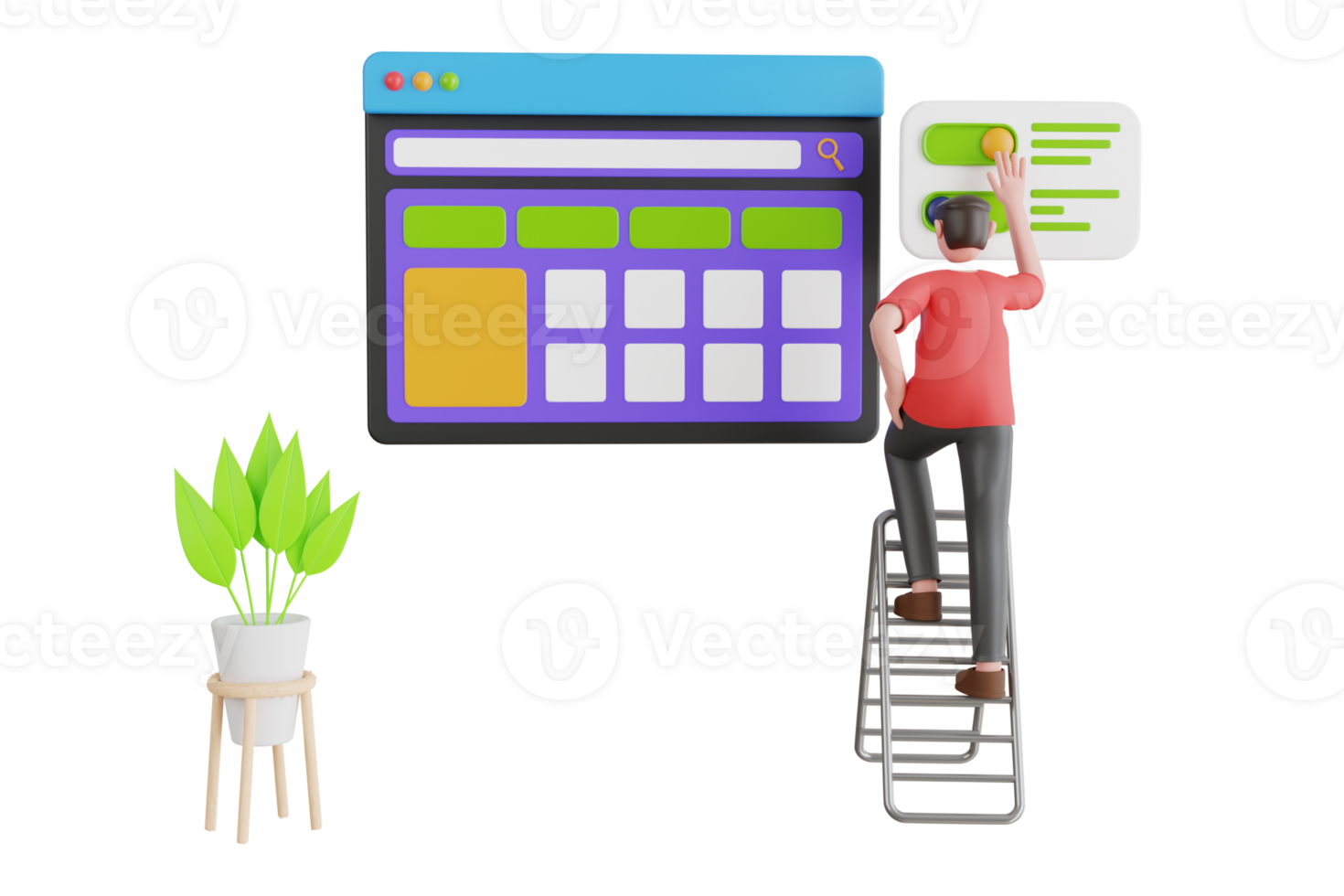 Móvel ux conceito. ux ui Projeto desenvolvimento. rede desenhista, programador ou trabalhador autonomo trabalhos em rede e ui inscrição desenvolvimento usabilidade. 3d ilustração png